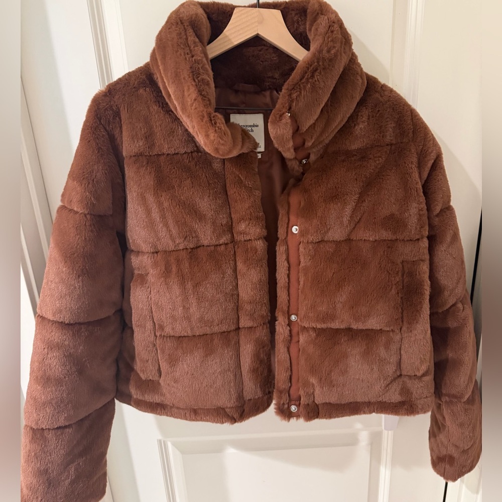 Abercrombie & Fitch Women's Chocolate Brown Teddy Jacket - Picture 2 of 4
